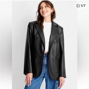 Target A New Day Black Leather Oversized Blazer Jacket